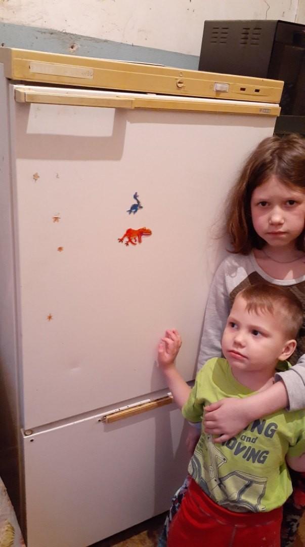 В неполную семью с 2 детьми прибыл холодильник